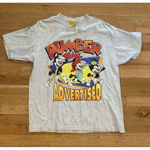Vintage 1994 Animaniacs XL Dumber Than Advertised Single Stitch Shirt Stains